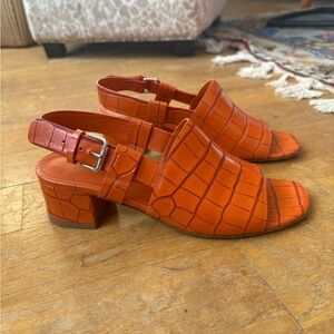Via Spiga Orange Croc-Embossed Heels size 6